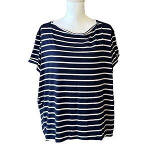 AK Sport Ember Sport‎ Active Top Women’s SZ Large Navy White Stripe Coastal NEW